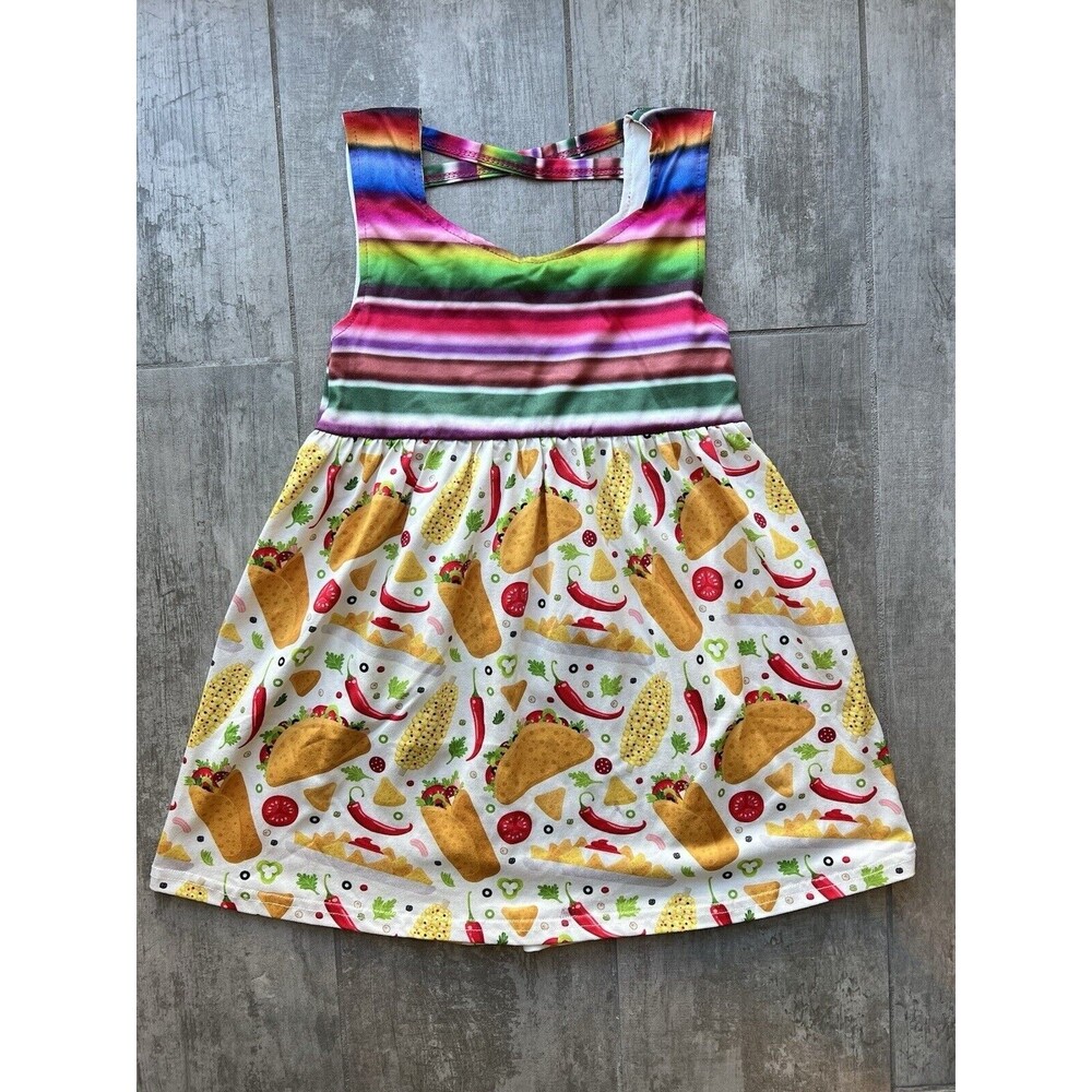 Los Angeles Boutique Taco Burrito Mexican Cinco De Mayo Dress Fiesta Party 4T